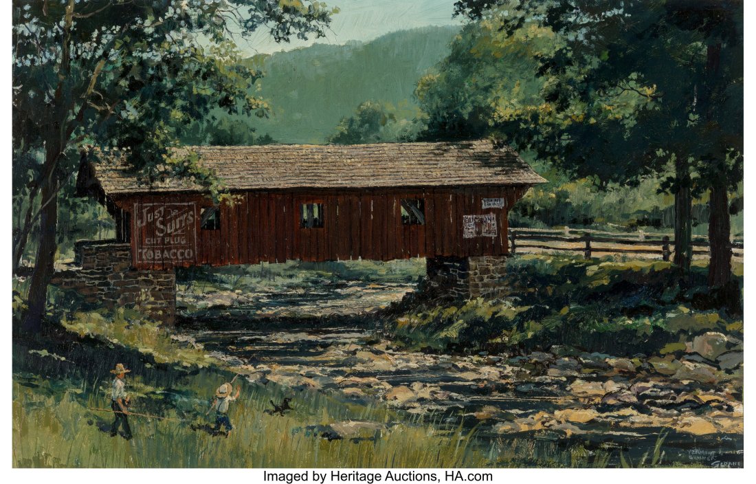 Eric Sloane (American, 1905-1985) Vermont Summer: Eric Sloane (American, 1905-1985) Vermont Summer, New Milford, Connecticut Oil on Masonite 18-3/4 x 28-1/2 inches (47.6 x 72.4 cm) Signed an