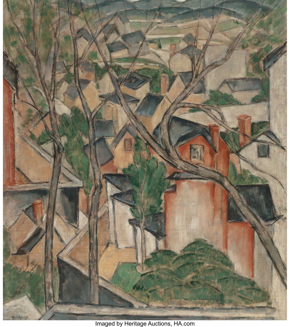Henri Burkhard (American, 1892-1956) Homage to C: Henri Burkhard (American, 1892-1956) Homage to Cezanne Oil on canvas 32 x 28 inches (81.3 x 71.1 cm) Signed lower left: Burkhard Property from a Distingui