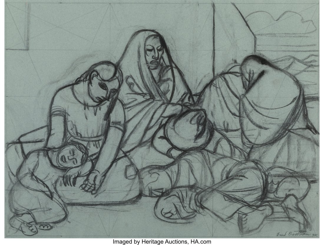 Emil James Bisttram (American, 1895-1976) Figure: Emil James Bisttram (American, 1895-1976) Figure study, 1932 Charcoal on paper 17 x 22-1/4 inches (43.2 x 56.5 cm) (sight) Signed and dated