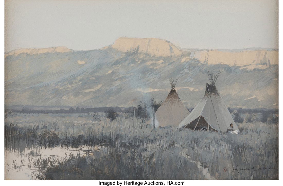 Michael Coleman (American, b. 1946) Popo Agie Ca: Michael Coleman (American, b. 1946) Popo Agie Canyon, 1976 Gouache on paper 4 x 6 inches (10.2 x 15.2 cm) (sight) Signed lower right&colo