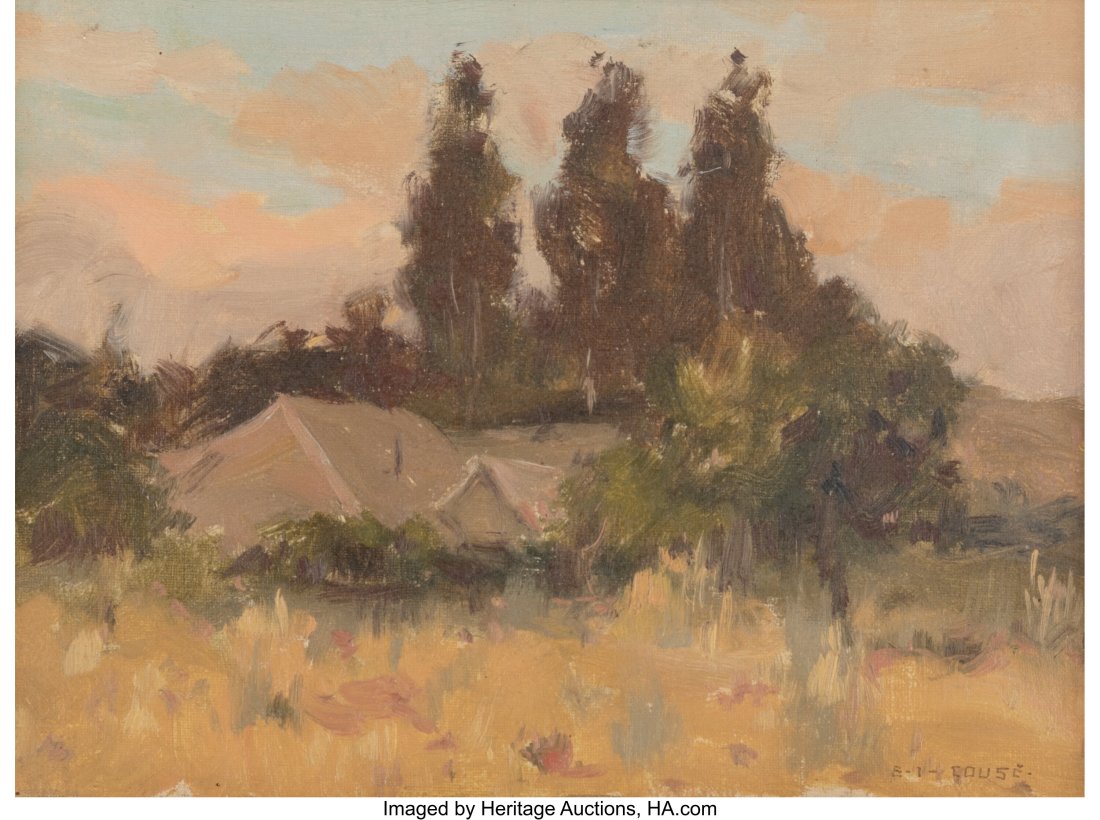 Eanger Irving Couse (American, 1866-1936) Walker: Eanger Irving Couse (American, 1866-1936) Walker Ranch, circa 1891 Oil on canvas 6-1/2 x 8-3/4 inches (16.5 x 22.2 cm) (sight) Signed lo