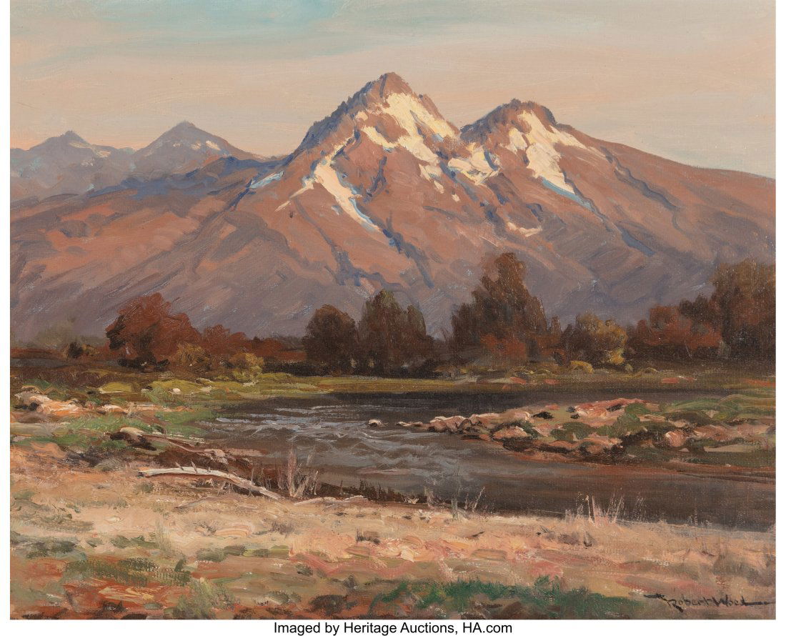 Robert William Wood (American, 1889-1979) Teton: Robert William Wood (American, 1889-1979) Teton Sunrise Oil on canvas 16 x 20 inches (40.6 x 50.8 cm) Signed lower right: Robert Wood Titled on the revers