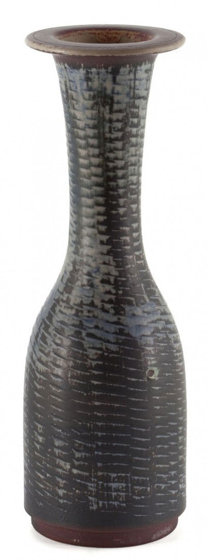 FROM THE ESTATE OF EVA SHURE GUSTAVSBERG EARTHE: FROM THE ESTATE OF EVA SHUREGUSTAVSBERG EARTHENWARE FARSTA VASE DESIGNED BY WILHELM KAGE (SWEDISH,