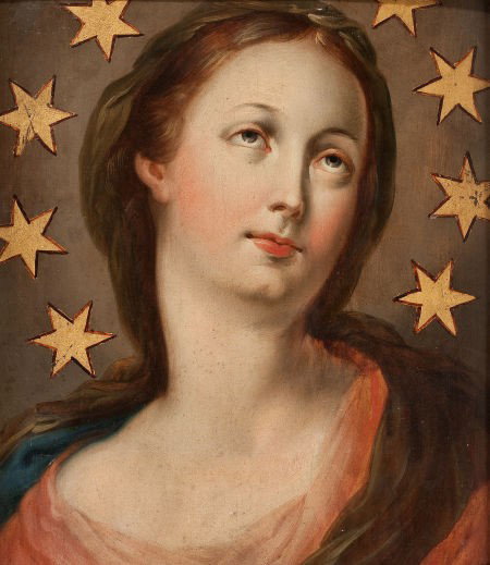 CONTINENTAL SCHOOL (19th Century) Virgin Immacul: CONTINENTAL SCHOOL (19th Century) Virgin Immaculata Oil on wood panel 14 x
