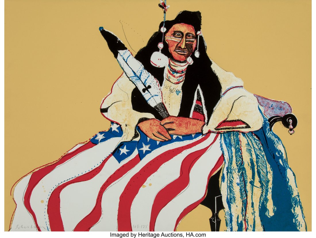 Fritz Scholder (Luiseno,1937 - 2005)  Bicentenni (1 of 2)