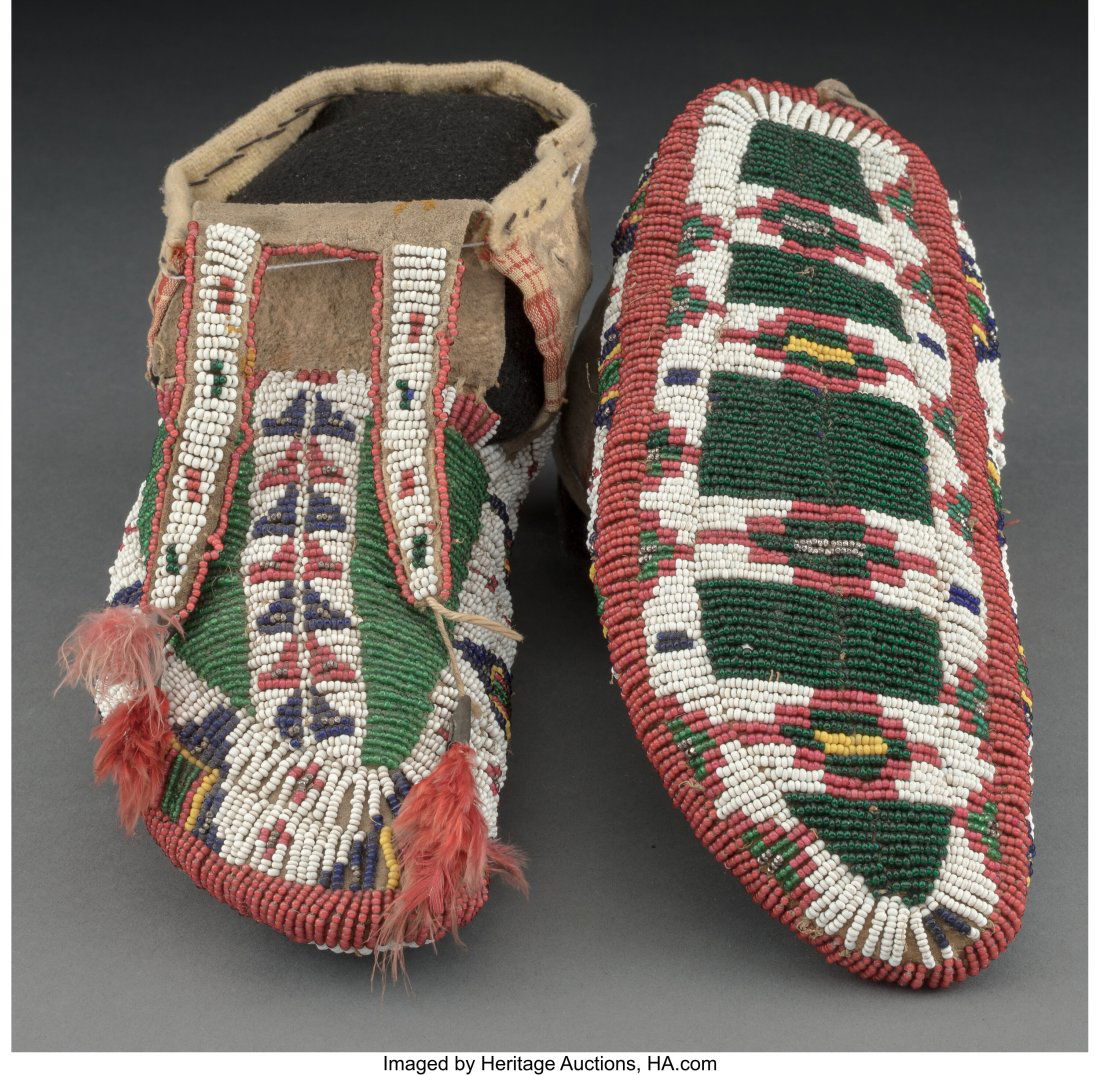 A Pair of Sioux Beaded Hide Ceremonial Moccasins (1 of 1)