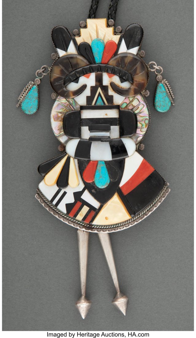 A Large Zuni Bolo Tie   c. 1995  stamped A. Dewa (1 of 3)