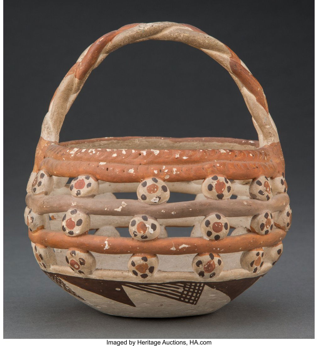 An Isleta Polychrome Pottery Basket   Provenance (1 of 3)