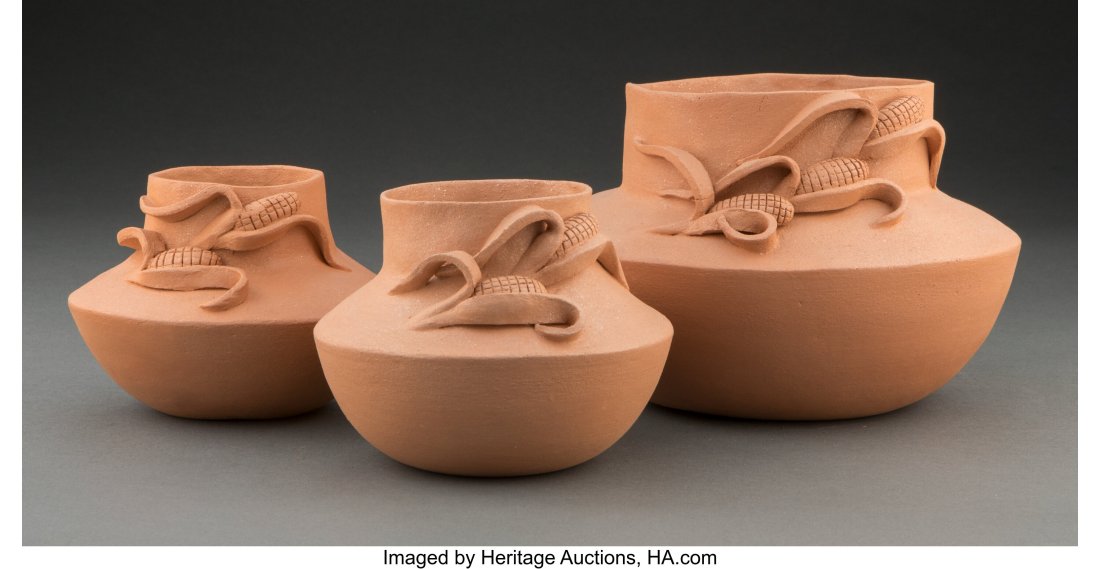 Three Taos Micaceous Pottery Jars  Juanita Suazo (1 of 3)