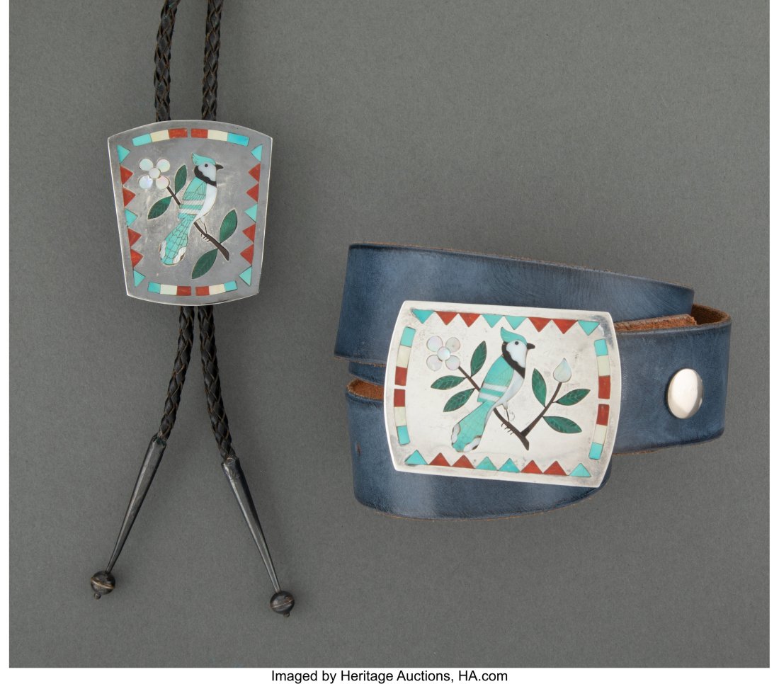 Two Zuni Jewelry Items  c. 1985  including a bol (1 of 3)