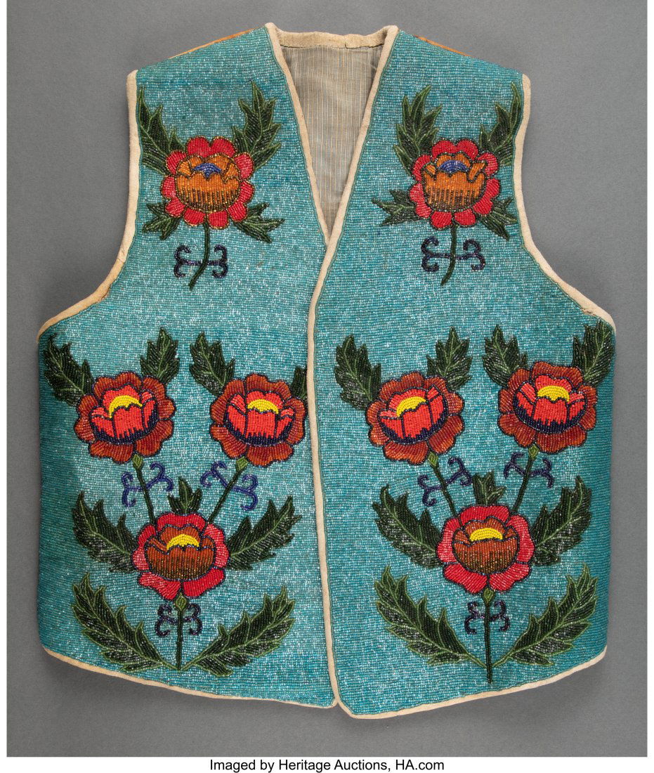 A Plateau Man's Beaded Hide Vest  c. 1920  hide, (1 of 2)