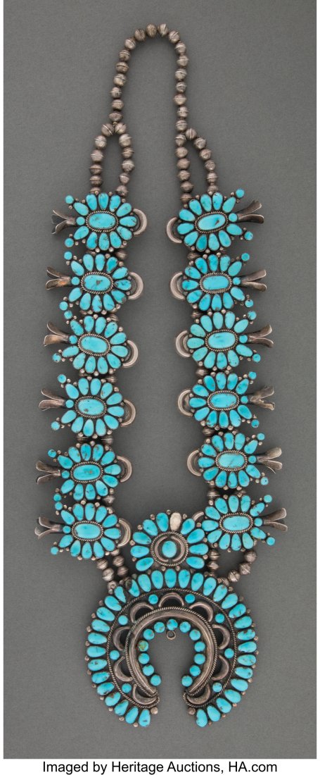 A Large Zuni / Navajo Squash Blossom Necklace  c (1 of 2)