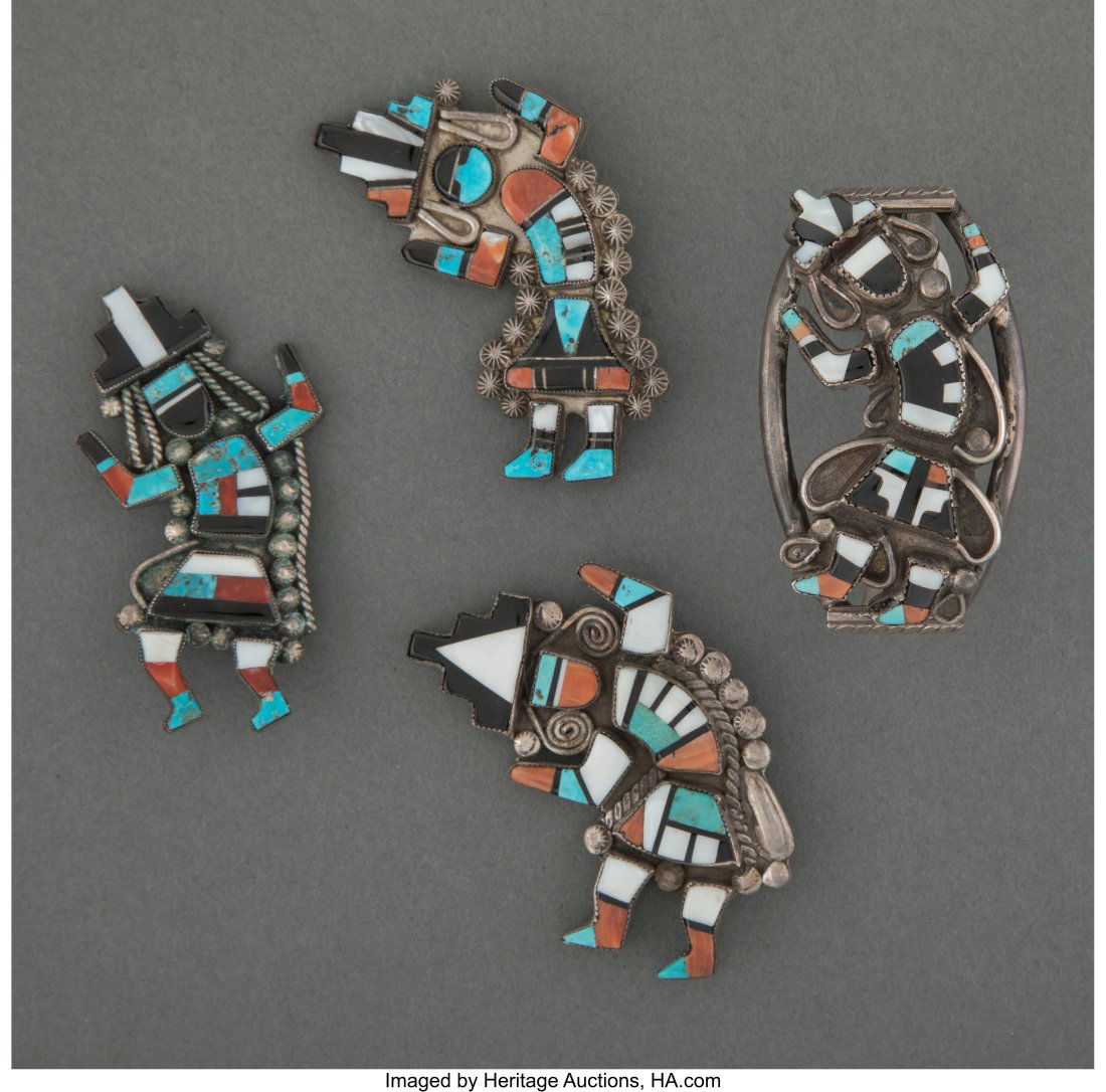 Four Zuni Jewelry Items   c. 1940 - 1970   inclu (1 of 2)