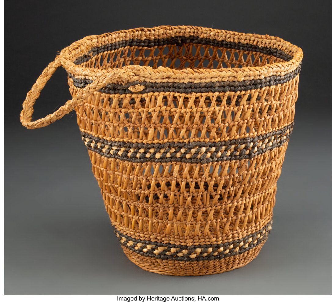 A Northwest Coast Twined Fish Basket  with old t (1 of 2)