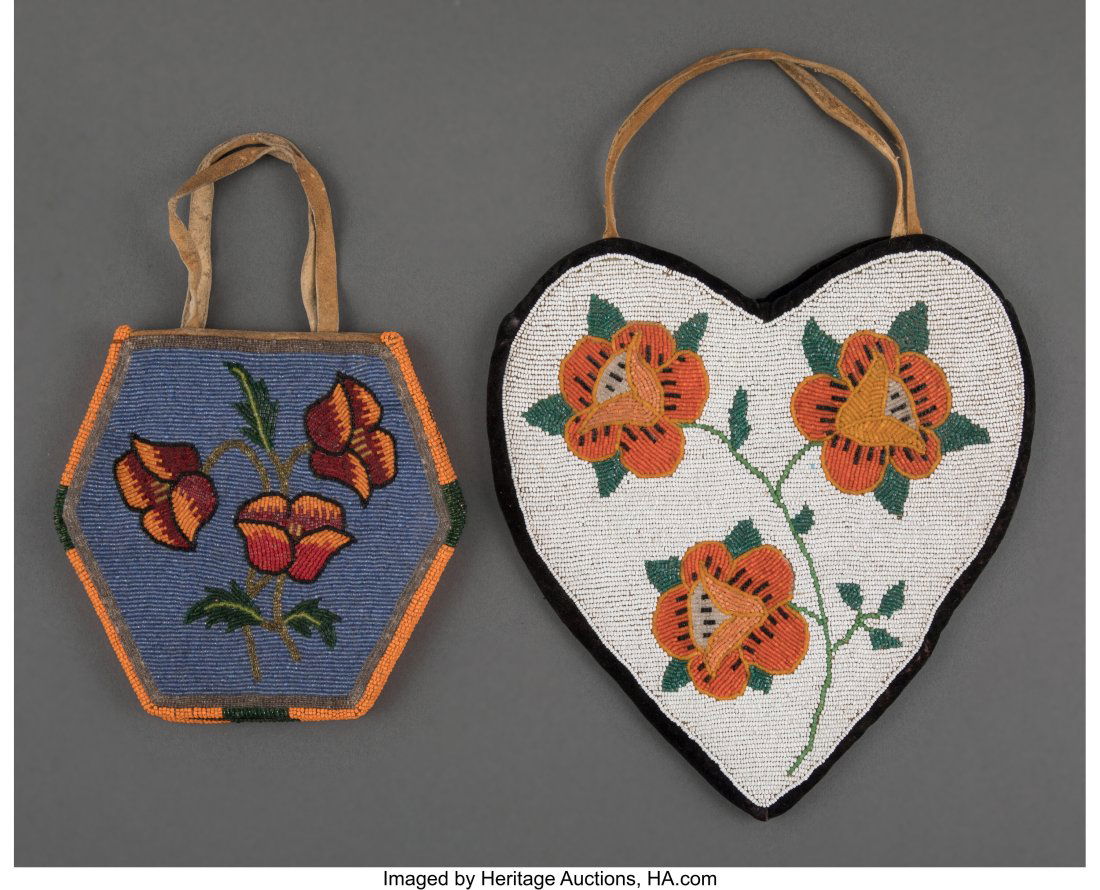 Two Plateau Beaded Hide Flat Bags   Provenance (1 of 1)