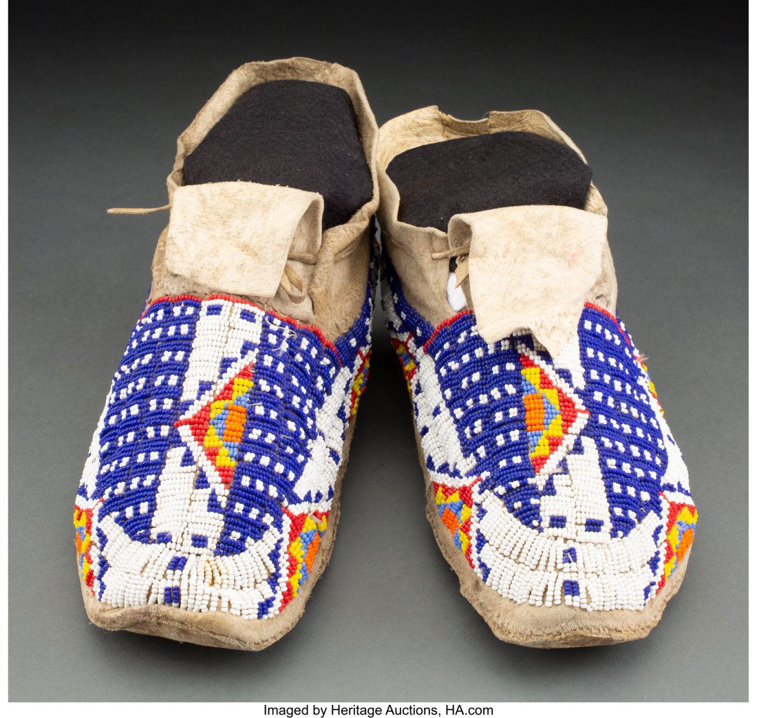 A Pair of Sioux Beaded Hide Moccasins   Provenan (1 of 2)