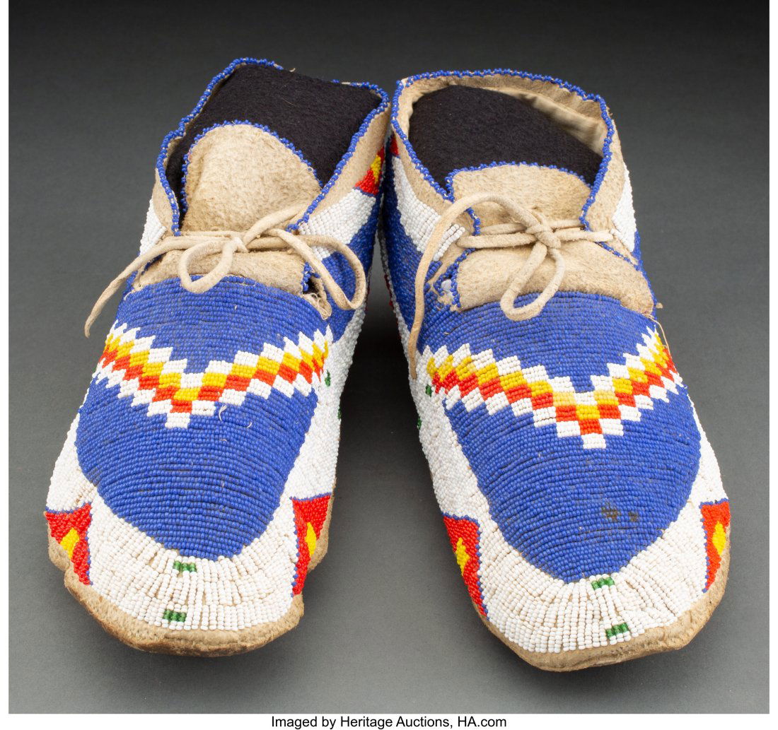 A Pair of Sioux Beaded Hide Moccasins   Provenan (1 of 2)