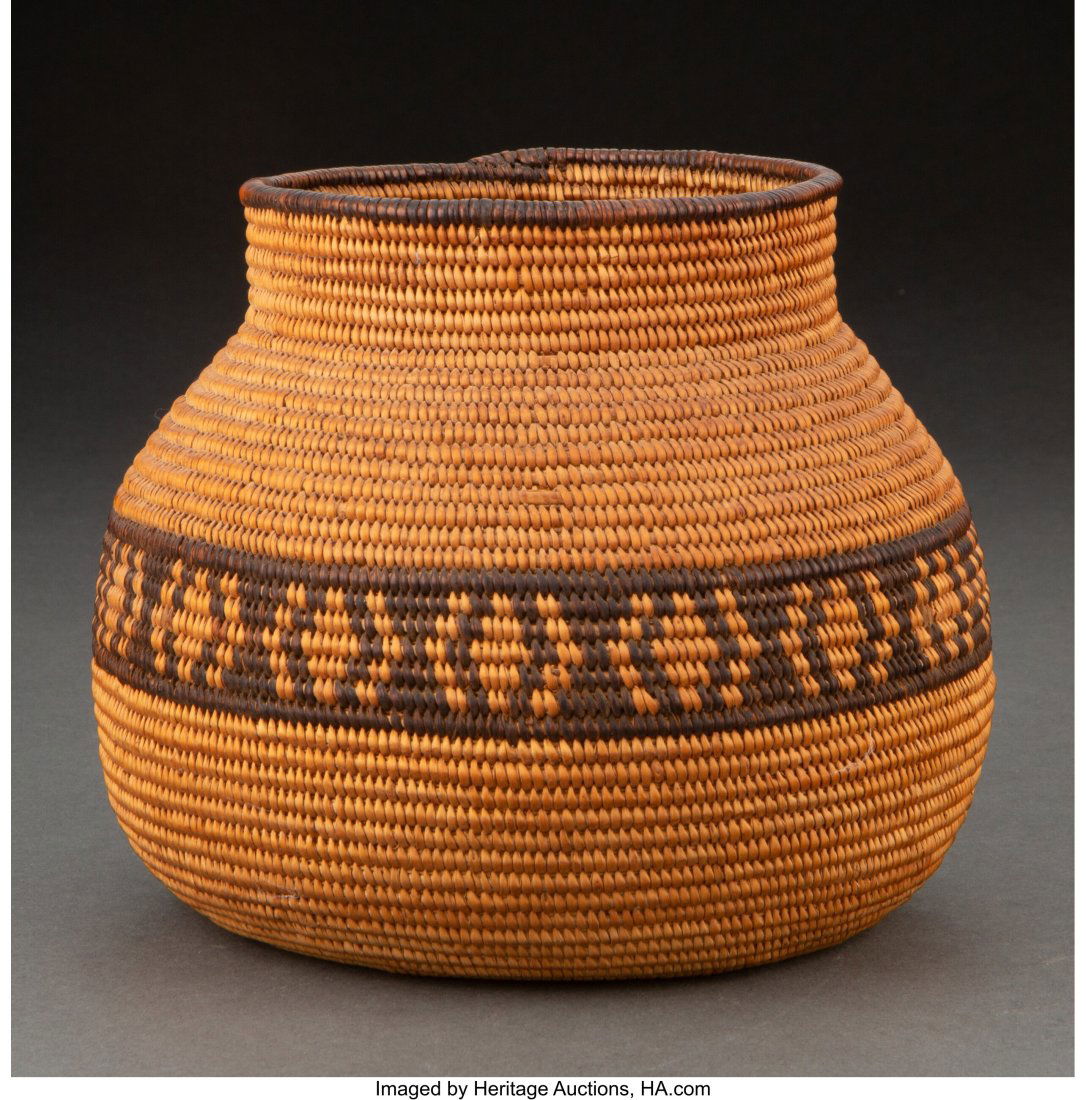 A Chemehuevi Coiled Jar  c. 1900  willow, devil' (1 of 2)