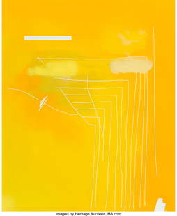 77032: Jeff Elrod (b. 1966) Pilot, 2012 Acrylic, enamel: Jeff Elrod (b. 1966) Pilot, 2012 UV ink, acrylic, and tape on canvas 72 x 59 inches (182.9 x 149.9 cm) Property from a Private Collection PROVENANCE: The Journal Gallery, New York; Private collection,