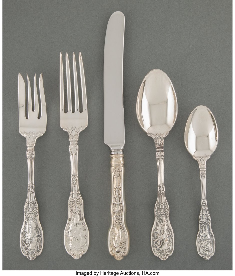 A Thirty-Piece Gorham Mfg. Co. Mythologique Patt (1 of 3)