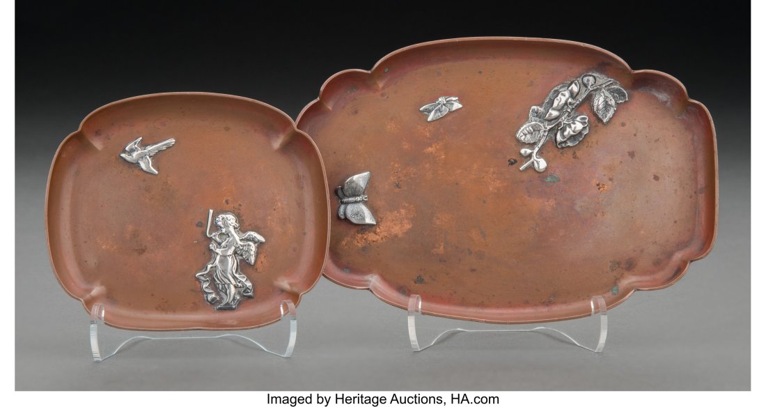 Two Gorham Mfg. Co. Copper and Mixed Metal Trays (1 of 4)