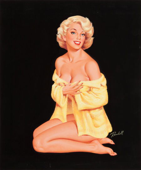 BILL RANDALL (American, b. 1911) Blonde Pin-Up i: BILL RANDALL (American, b. 1911)Blonde Pin-Up in YellowTempera on boar