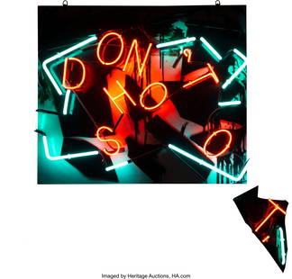 77226: Patrick Martinez (b. 1980) Hands Up, 2018 Neon a: Patrick Martinez (b. 1980) Hands Up, 2018 Neon and plexiglass 35 x 41 x 6 inches (88.9 x 104.1 x 15.2 cm) Property from the Collection of Judith V