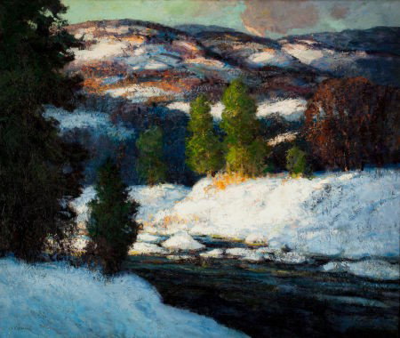 WALTER KOENIGER (American, 1881-1943) Winter Lan: WALTER KOENIGER (American, 1881-1943) Winter Landscape Oil on canvas 38 x