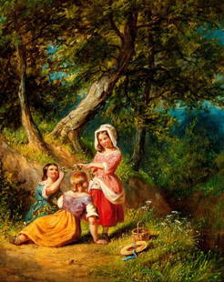 WILLIAM SANFORD MASON (American, 1824-1864) The: WILLIAM SANFORD MASON (American, 1824-1864)The Flower Gatherers and The