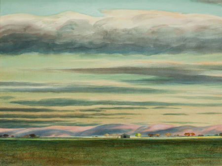 PETER HURD (American, 1904-1984) Taos Sunset Wat: PETER HURD (American, 1904-1984)Taos SunsetWatercolor on paper17 x 23 i