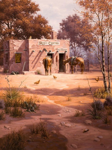 JACK SORENSON (American, b. 1955) The Mystery at: JACK SORENSON (American, b. 1955)The Mystery at Rosa's CantinaOil on canvas