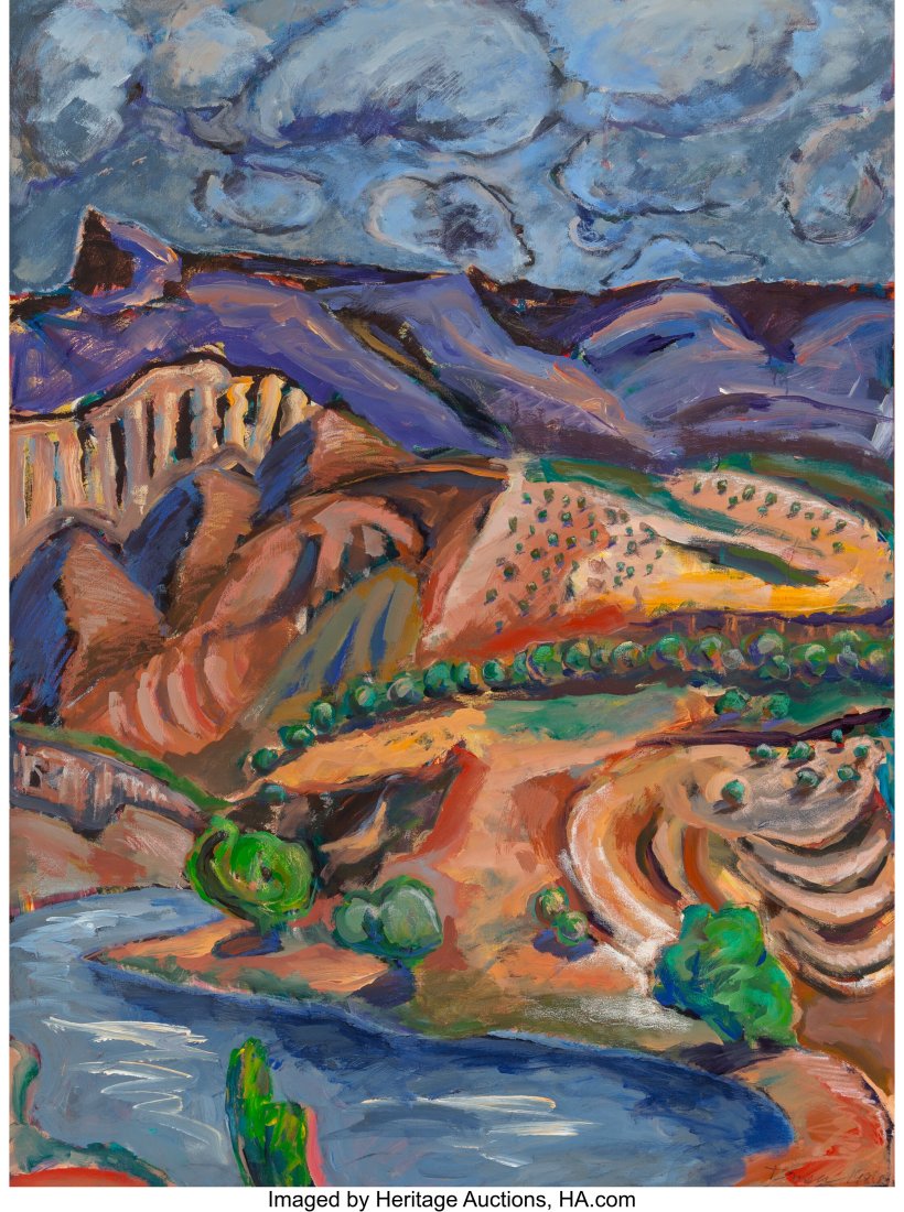 Darren Vigil Gray (Mexican/American, b. 1959) Ov: Darren Vigil Gray (Mexican/American, b. 1959) Overlook at Abiquiu, New Mexico, 1986 Acrylic on canvas 48 x 35-3/4 inches (121.9 x 90.8 cm&