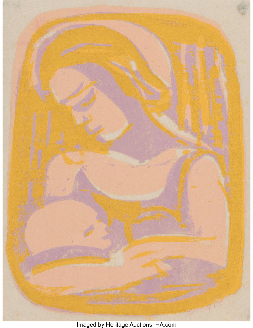 Werner Drewes (1899-1985) Untitled Linocut in co: Werner Drewes (1899-1985) Untitled Linocut in colors on paper 7-3/4 x 6 inches (19.7 x 15.2 cm) (sheet) Signed in pencil lower right Property from the E