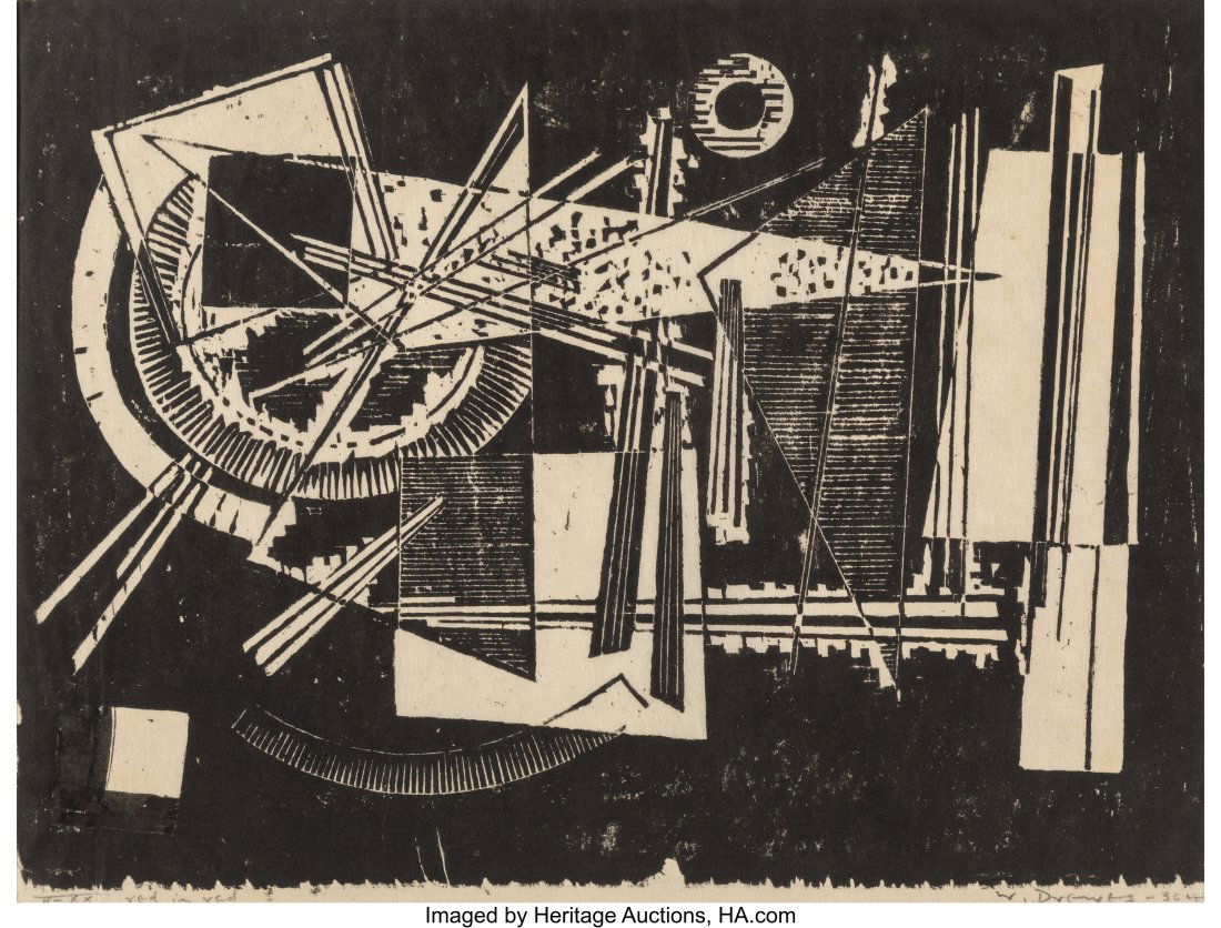 Werner Drewes (1899-1985) Red on Red, 1936 Woodc: Werner Drewes (1899-1985) Red on Red, 1936 Woodcut on Japanese Paper 9-1/4 x 12 inches (23.5 x 30.5 cm) (image) Ed. 16/XX Signed,