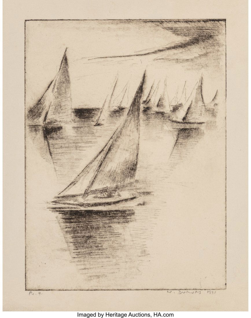 Werner Drewes (1899-1985) New Rochelle, Sailing: Werner Drewes (1899-1985) New Rochelle, Sailing Race 1, 1931 Etching on wove paper 8 x 6 inches (20.3 x 15.2 cm) (image) P. 4 Signed&comm
