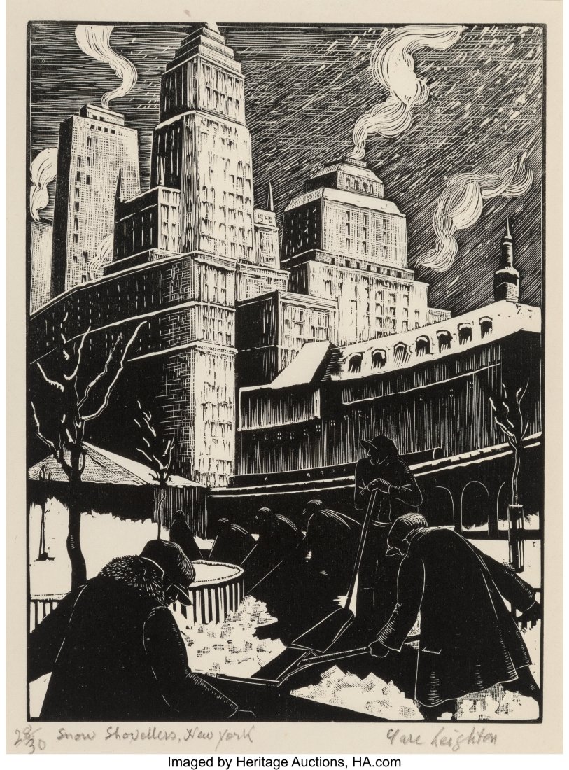 Clare Leighton (1898-1989) Snow Shovellers, New : Clare Leighton (1898-1989) Snow Shovellers, New York, 1929 Wood engraving on paper 9-1/2 x 7-1/8 inches (24.1 x 18.1 cm) (sheet) Ed&peri