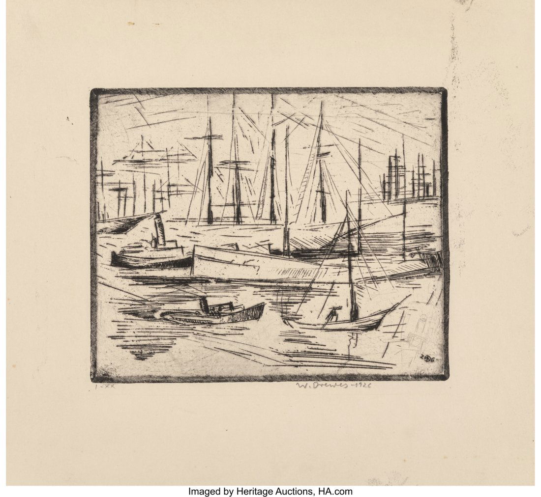 Werner Drewes (1899-1985) San Francisco Harbor S: Werner Drewes (1899-1985) San Francisco Harbor Scene I, Harbor, Oakland, 1926 Etching on wove paper 6-1/2 x 8 inches (16.5 x 20.3 cm) (imag
