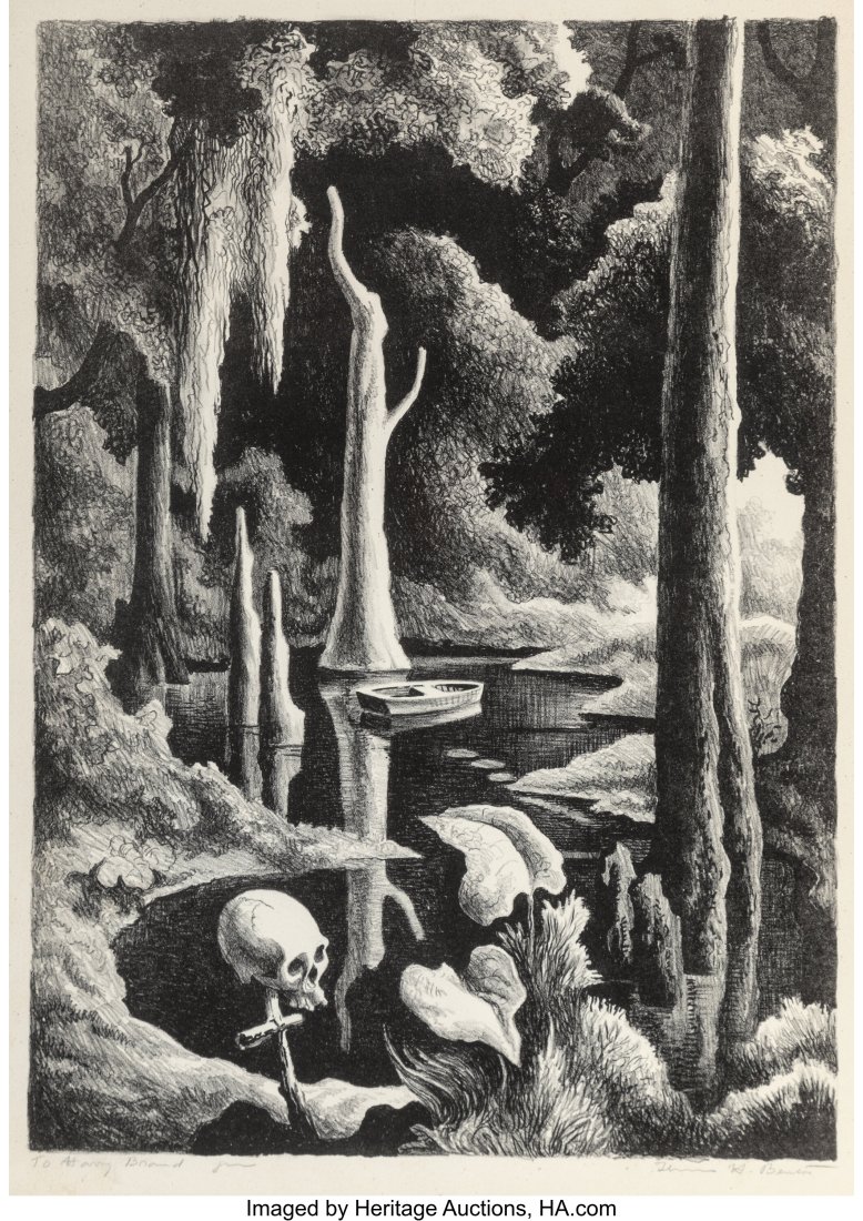 Thomas Hart Benton (1889-1975) Swampland, from S: Thomas Hart Benton (1889-1975) Swampland, from Swamp Water series, 1942 Lithograph on paper 17-3/4 x 12-1/2 inches (45.1 x 31.8 cm) (image&rp