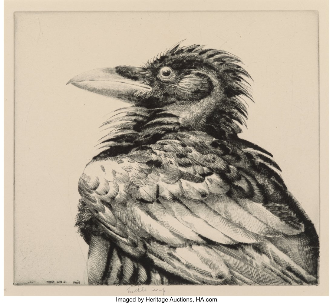 Henry Emerson Tuttle (1890-1946) Strutting Cock : Henry Emerson Tuttle (1890-1946) Strutting Cock and Young Raven (two works), 1932/37 Two drypoints on paper 14-1/8 x 12-1/4 inches (35.9 x 31.1