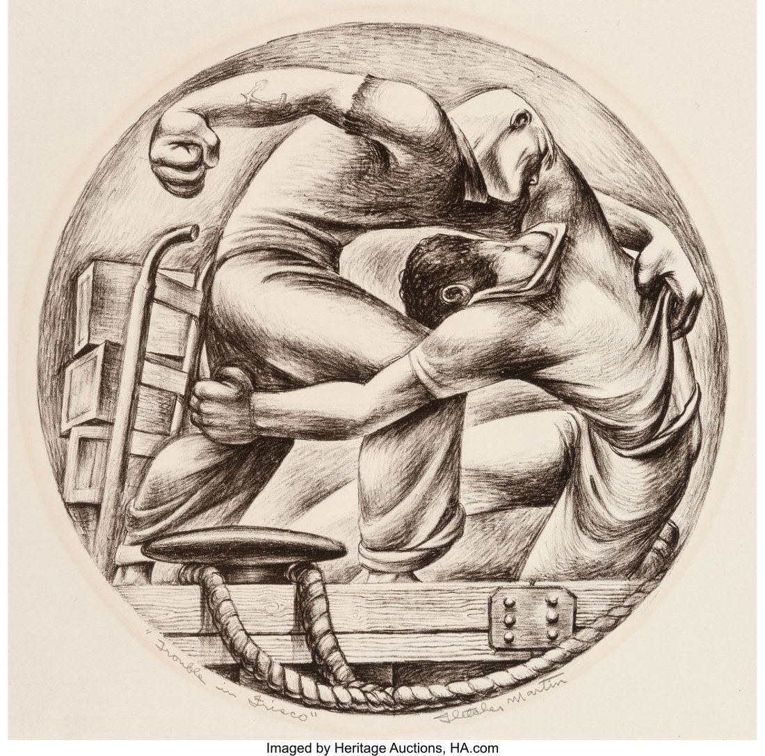 Fletcher Martin (1904-1979) Trouble in Frisco, c: Fletcher Martin (1904-1979) Trouble in Frisco, circa 1935 Lithograph on paper 17-1/2 x 13-7/8 inches (44.5 x 35.2 cm) (sheet) Signed and title