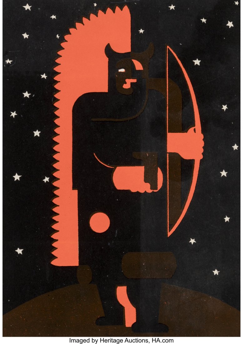 Hilaire Hiler (1898-1966) Manitou, 1934 Silkscre: Hilaire Hiler (1898-1966) Manitou, 1934 Silkscreen in colors 9-3/8 x 6-3/4 inches (23.8 x 17.1 cm) (image) Signed in pencil lower right &NewLi