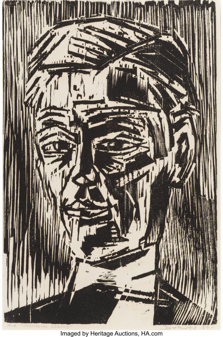 Werner Drewes (1899-1985) Professor Cornelius Os: Werner Drewes (1899-1985) Professor Cornelius Osgood, 1959 Woodcut on Japanese paper 14-5/8 x 9-3/4 inches (37.1 x 24.8 cm) (image) No.