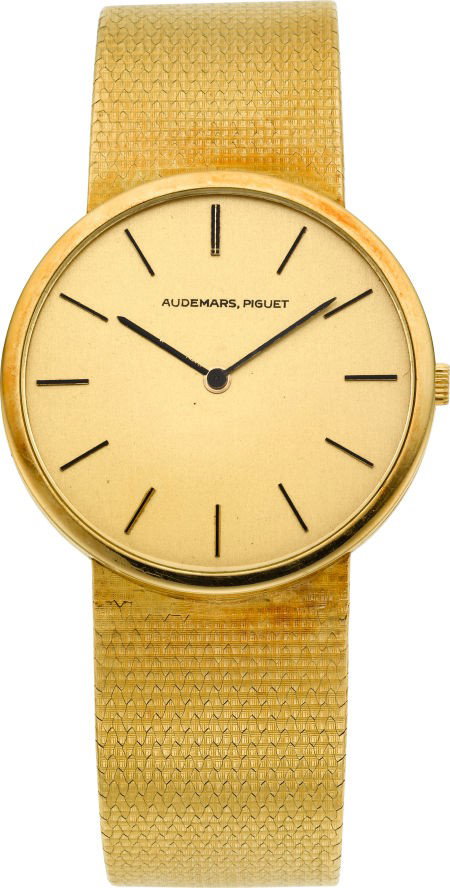 Audemars Piguet Gent's 18k Gold Wristwatch, circ: Audemars Piguet Gent's 18k Gold Wristwatch, circa 1970's Case: three body, 18k yellow gold