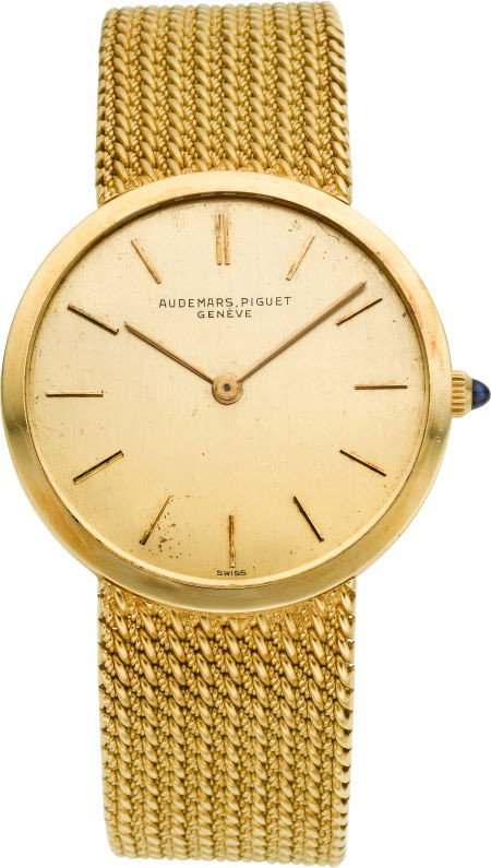 Audemars Piguet 18K Gold Bracelet Wristwatch, ci: Audemars Piguet 18K Gold Bracelet Wristwatch, circa 1970's Case: two body, 32 mm, No. 5107