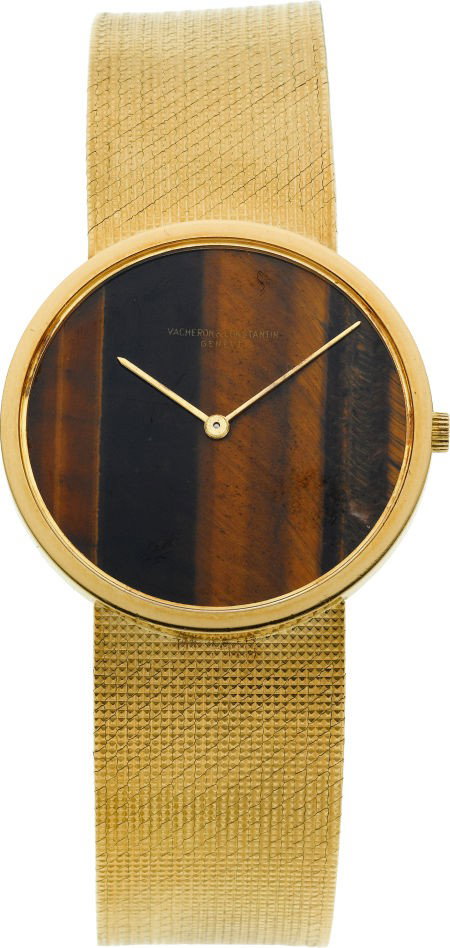 Vacheron Constantin Gent's Gold Wristwatch With : Vacheron Constantin Gent's Gold Wristwatch With Tiger's Eye Dial, circa 1970's Case: two b