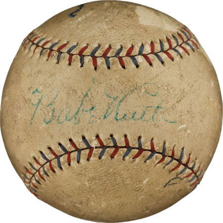Circa 1927 Babe Ruth Single Signed Baseball.: Circa 1927 Babe Ruth Single Signed Baseball. The most desirable of Bambino vintage is ass