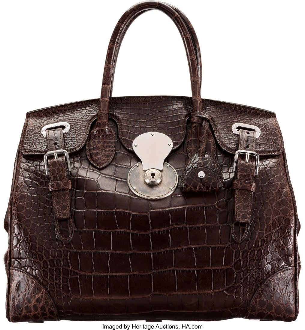 Ralph Lauren Matte Brown Alligator Ricky Bag Con (1 of 4)