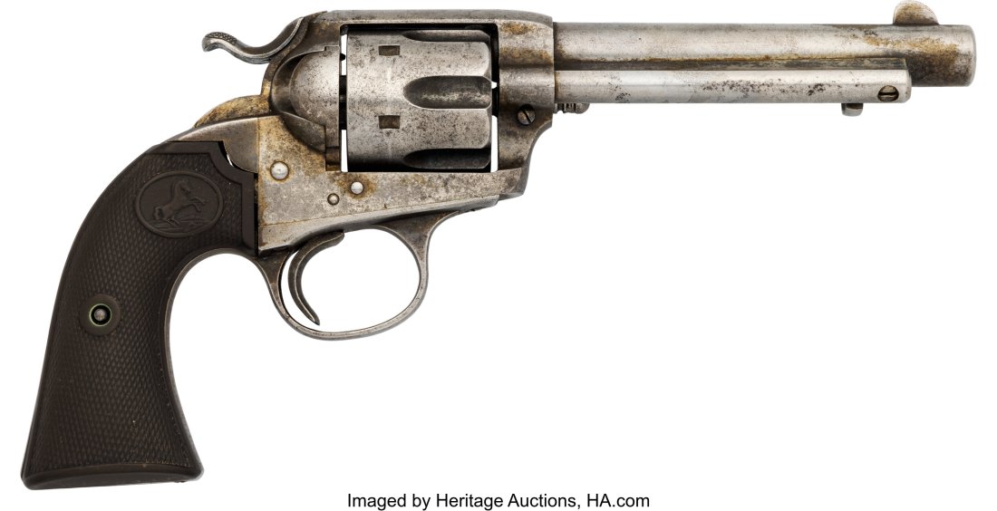 Colt Bisley Model Single Action Revolver. Seri: Colt Bisley Model Single Action Revolver. Serial no. 166125 [frame, triggerguard and butt], .32 W.C.F. caliber, 5 1/2-inch b