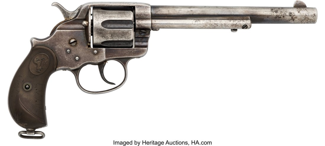 Colt 1878 Frontier Six Shooter Model Double Acti: Colt 1878 Frontier Six Shooter Model Double Action Revolver. Serial no. 38628 [butt], .44-40 caliber, 7 1/2-inch barrel with fixed front sight and fram
