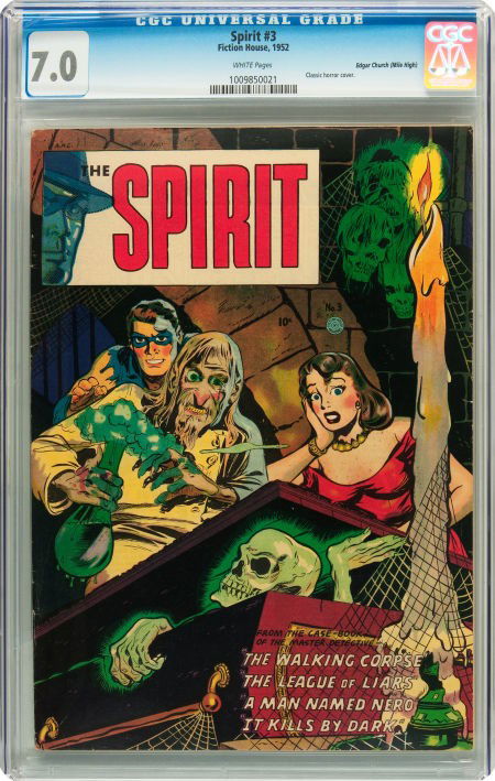 The Spirit #3 Mile High pedigree (Fiction House,: The Spirit #3 Mile High pedigree (Fiction House, 1952) CGC FN/VF 7.0 White pages. Will Ei
